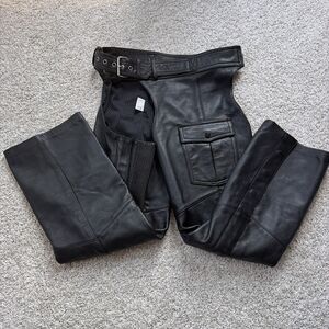 Vtg Harley Davidson Hein Gericke Leather Motorcycle Riding Chaps Pocket Size M